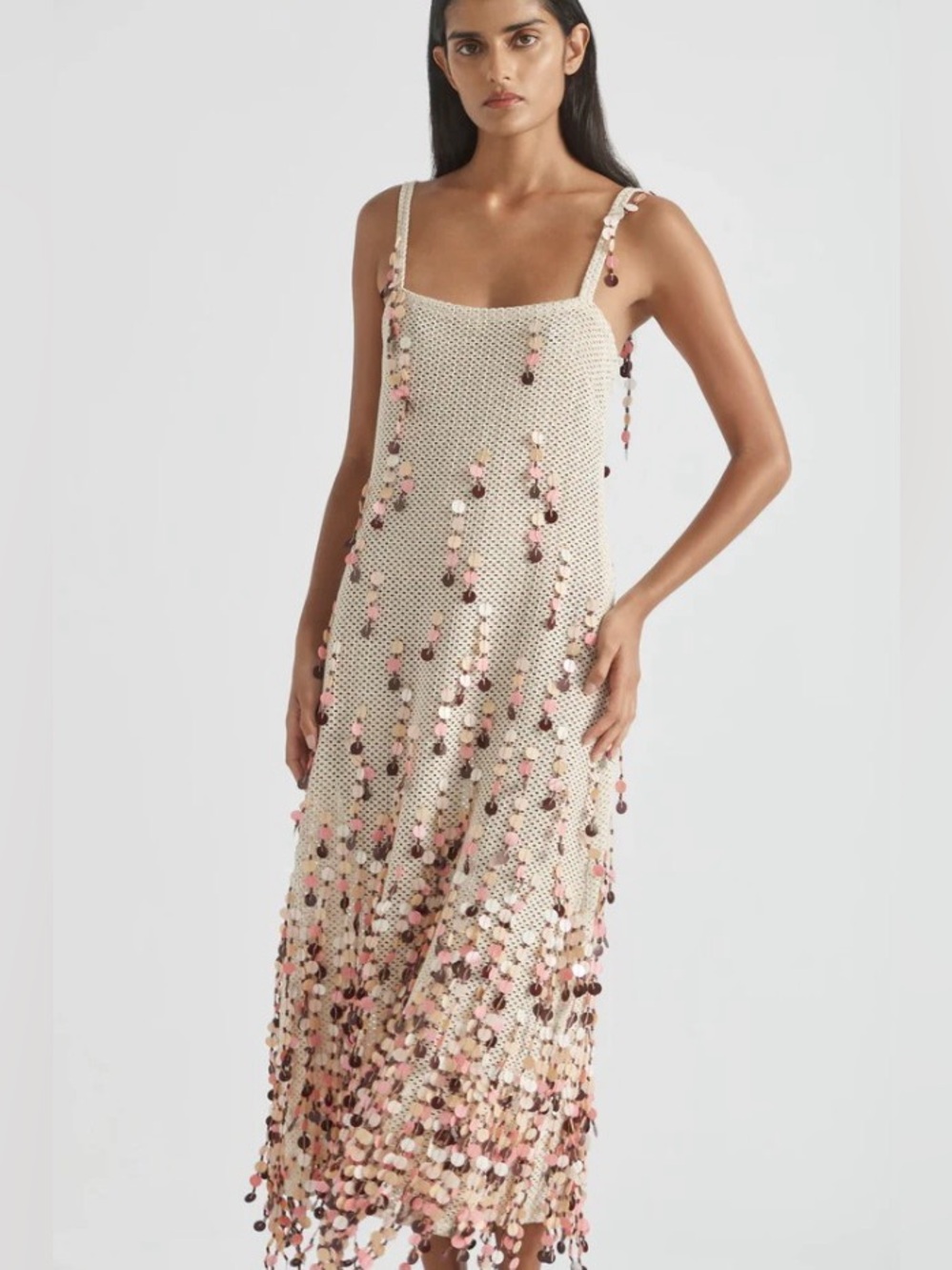 Antipodean Periscope Cotton Crocheted Hand Embellished Midi Dress AU12/US8 NWT - Picture 5 of 12